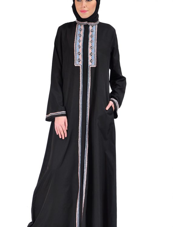 Milan Front Open Abaya Black Shop at Discount Price - Islamic Clothing