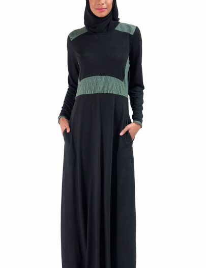Basic Slip On Knit Abaya Dress Black