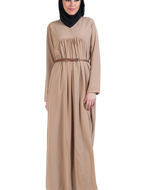 Pleated V-Neck Abaya Black Shop at Discount Price - Islamic Clothing
