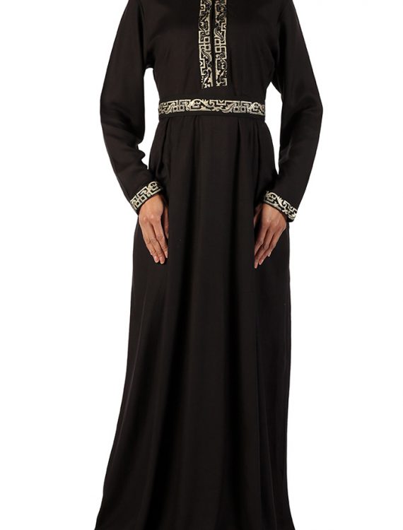 Ethiopian Inspired Belted Abaya Black