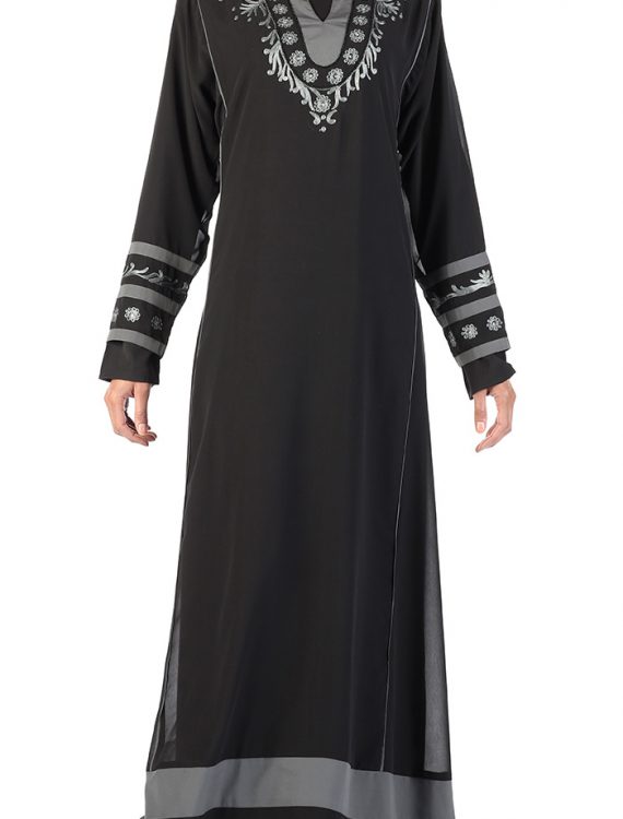 Double Layer Georgette Abaya Black Shop at Discount Price - Islamic ...