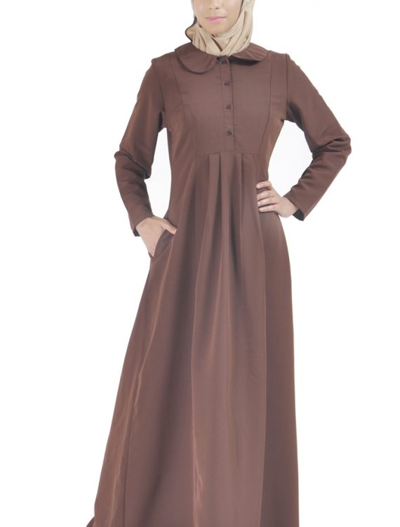 Front Open Traditional Abaya Brown