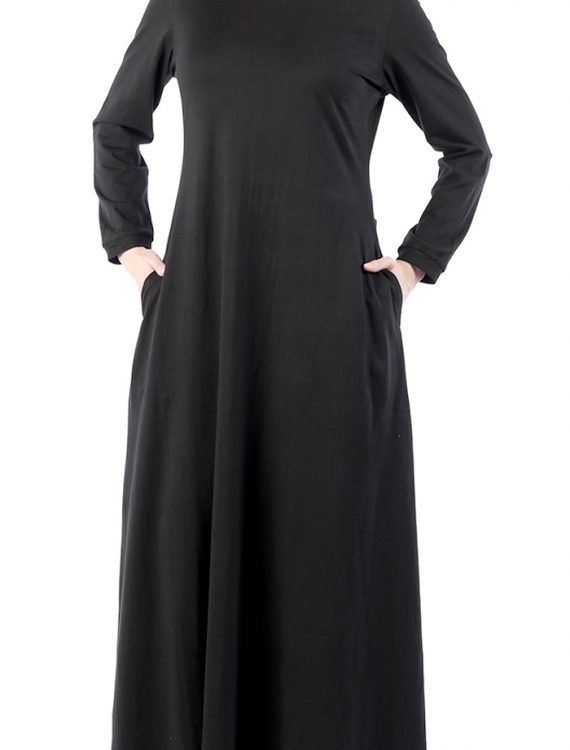 Comfortable Black T- Shirt Abaya Dress Black