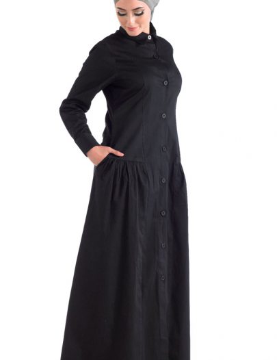 Front Open Jilbab Black