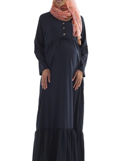 Basima Drawstring Maternity Abaya Black