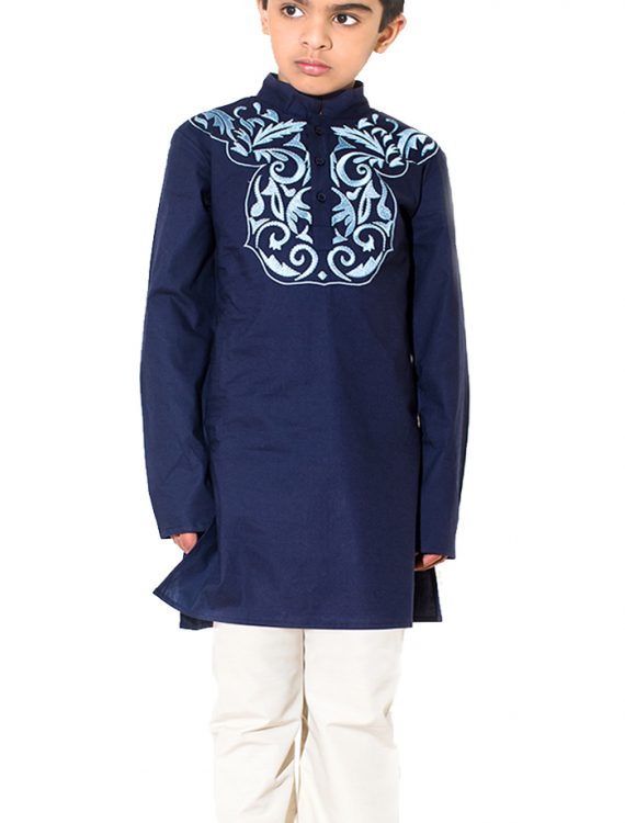 Aarib Embroidered Boy's Kurta Set Black