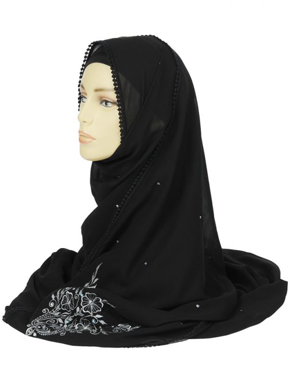 Silver Sequence Georgette Hijab