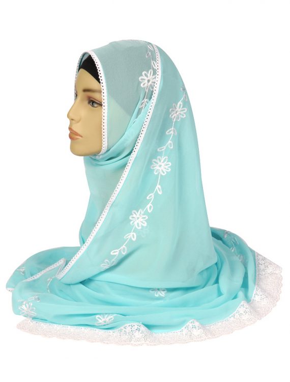 Baby Blue Laced Georgette Hijab