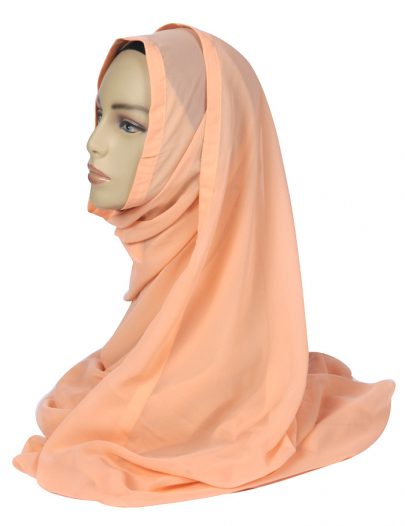 Peach Georgette Hijab With Peach Trim
