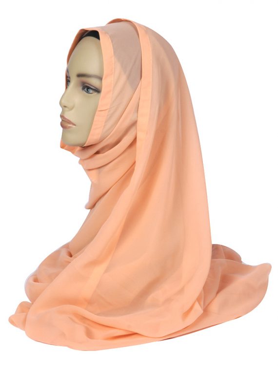 Peach Georgette Hijab With Peach Trim