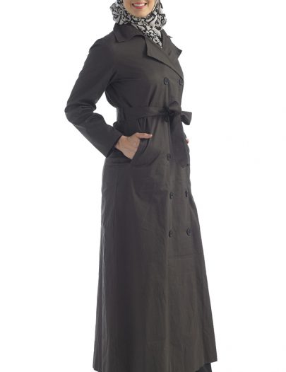 Black Cotton Twill Jacket Belted