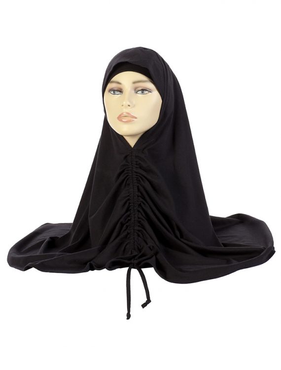Black Cotton Drawstring Hijab