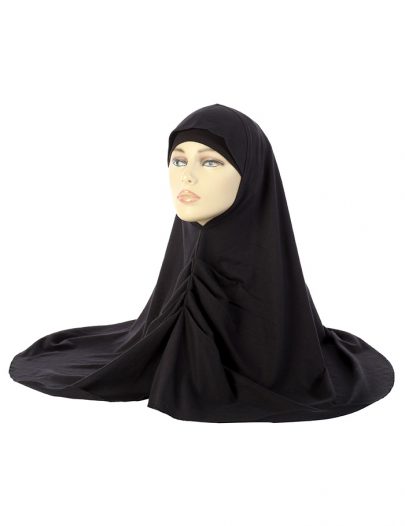 Black Cotton Hijab Bunched Up In Front