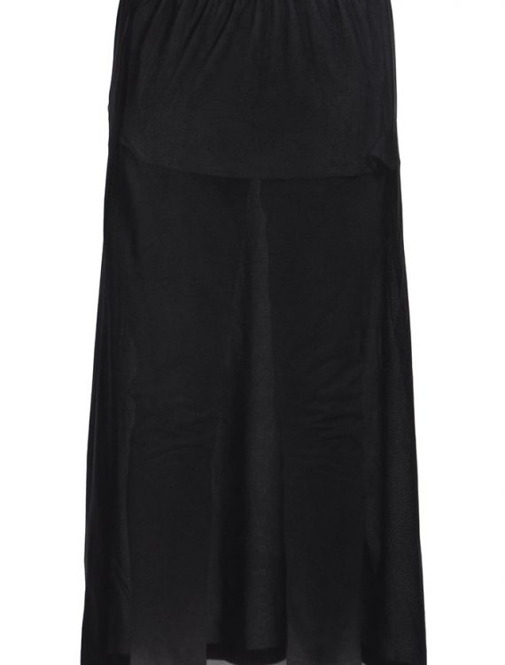 Black Polyester Long Slip Skirt Undergrment