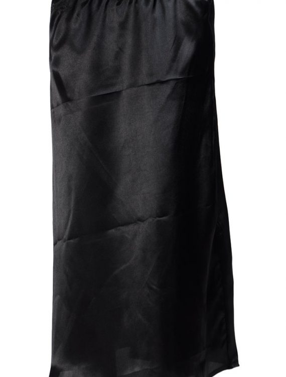 Black Satin Long Slip Skirt Under Dress