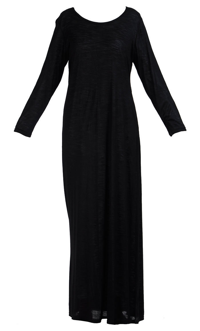 full length black slip dress