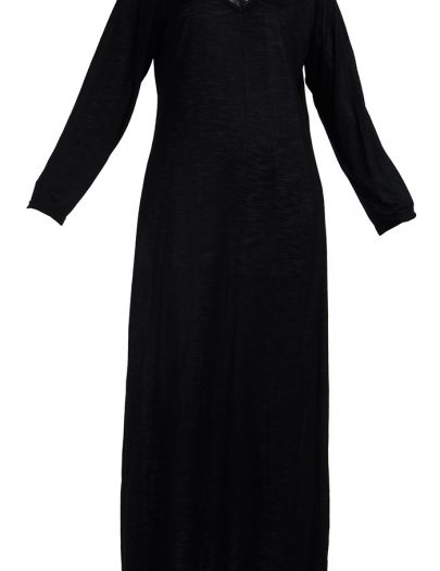 Full Length Lace Viscose Knit Black Under Dress Slip Black