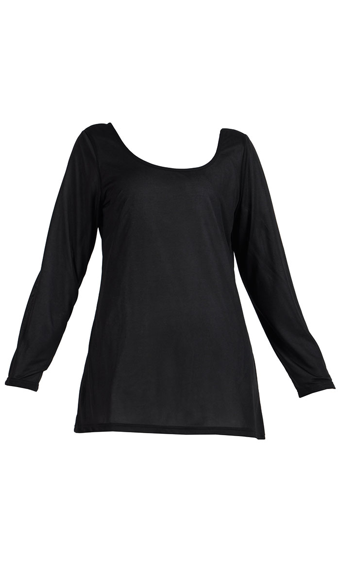 Long Sleeve Polyester Under Dress Slip Top Regular Length Black Shop at ...