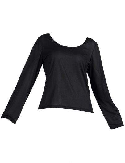 Long Sleeve Polyester Under Dress Slip Top Short Length Black
