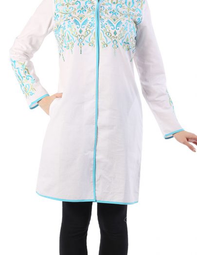 Oriental Embroidered Tunic White