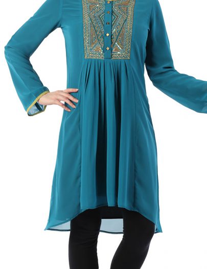 Gold Embroidered Georgette Tunic
