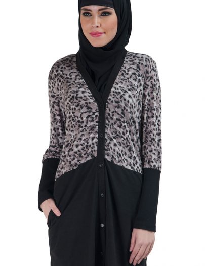 Leopard Print Cotton Knitted Cardigan