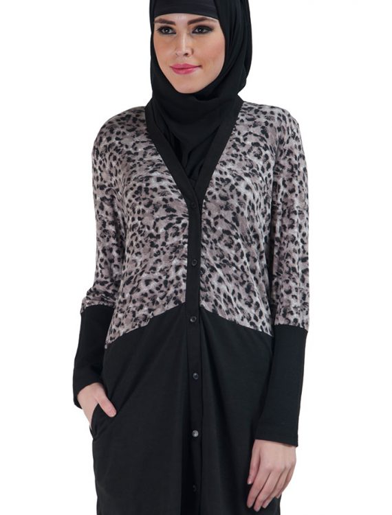 Leopard Print Cotton Knitted Cardigan