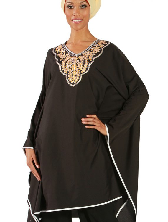 Embroidered Kaftan Tunic Black Shop at Discount Price - Islamic Clothing