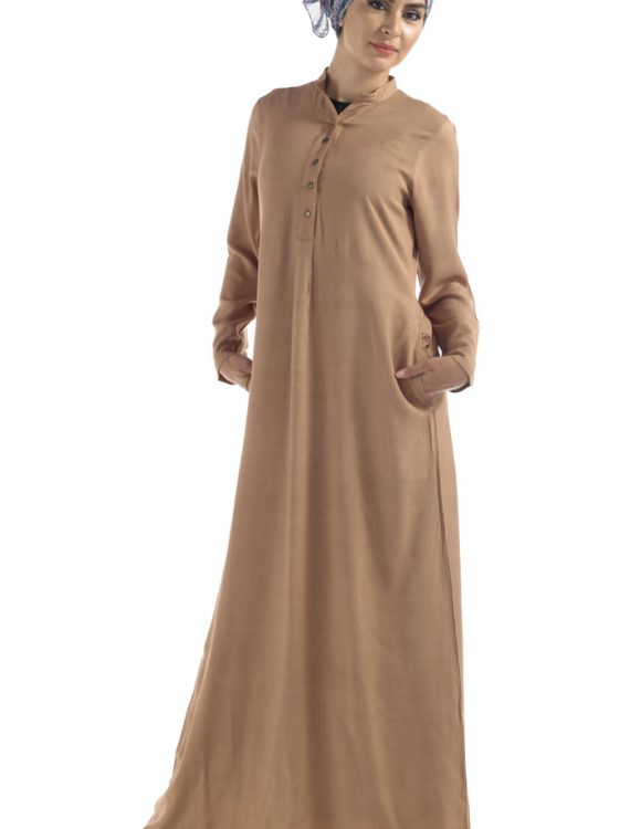 Rayon Button Neck Abaya Black Shop at Discount Price - Islamic Clothing