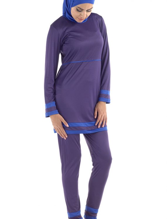 Purple & Blue Poly Knit Swimsuit Purple