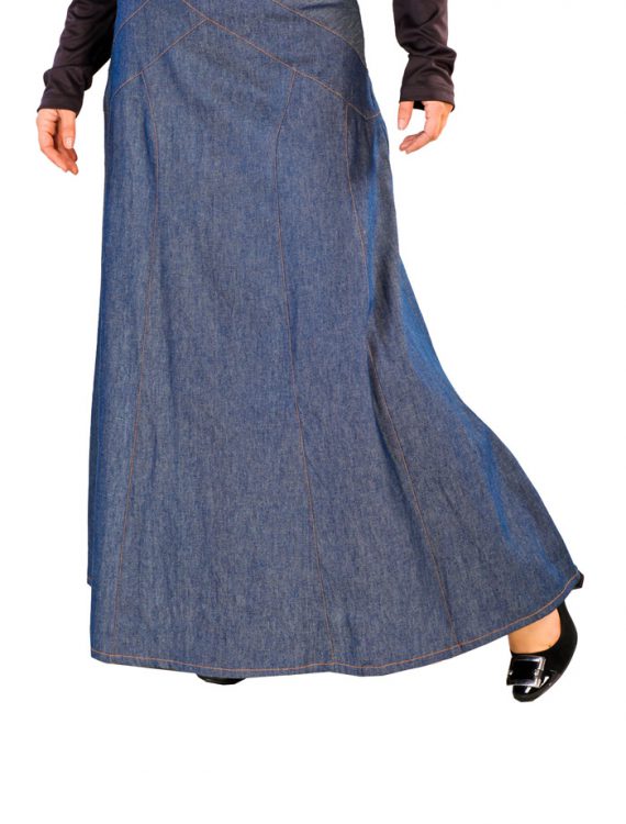 Denim Stitched Skirt Blue