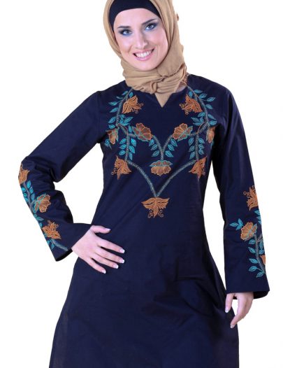 Floral Embroidered Tunic Black