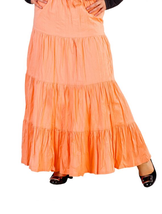 Multi-Tiered Cotton Skirt Peach