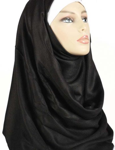 Plain Black Dual Purpose Pashmina Shawl & Hijab