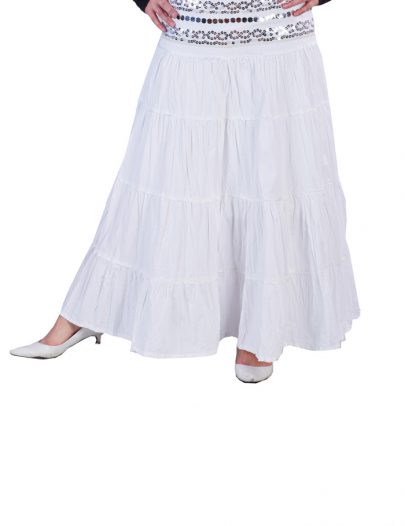 Sequined-Waist Skirt White