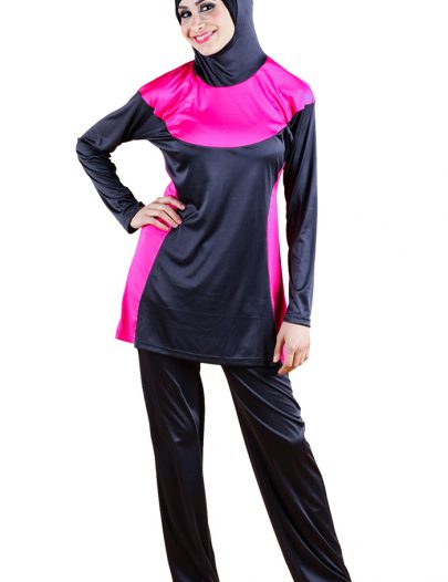 Shahlah Swimsuit Black W/Pink Trim